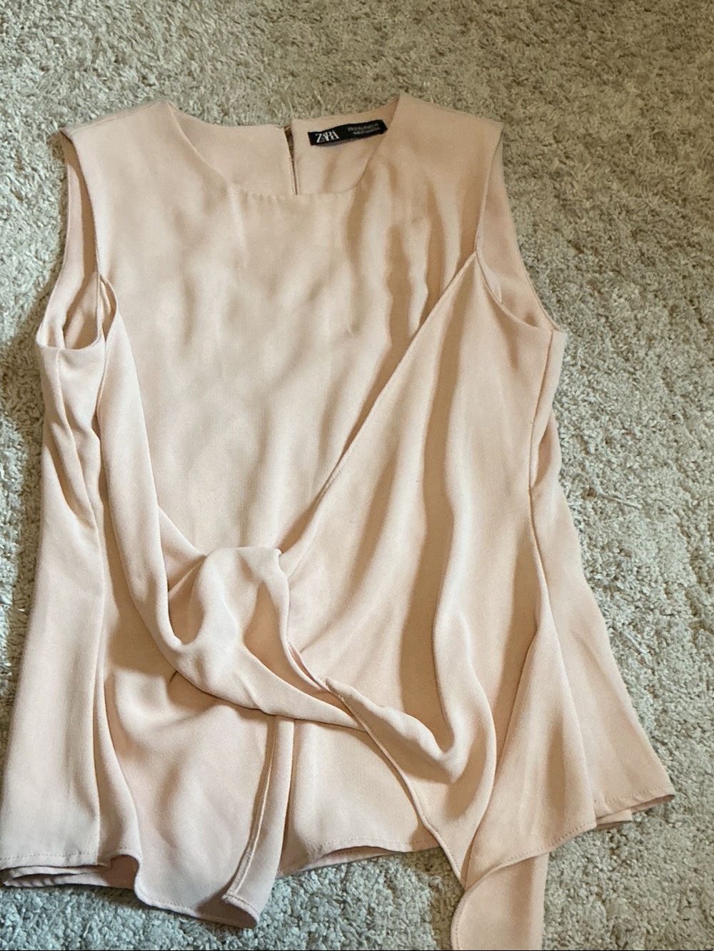 Zara Soft Blush Draped Sleeveless Camisole